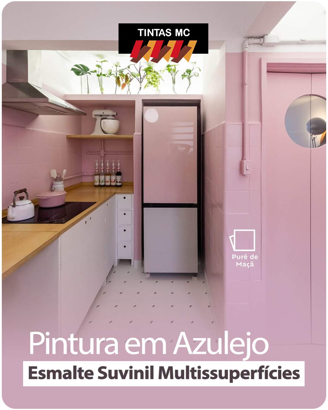 Pintura em Azulejo com Esmalte Suvinil Multissuperfícies - Cores: Purê de Maçã, Jeans Lavado, Tomilho, Calcita Alaranjada e Ovelha