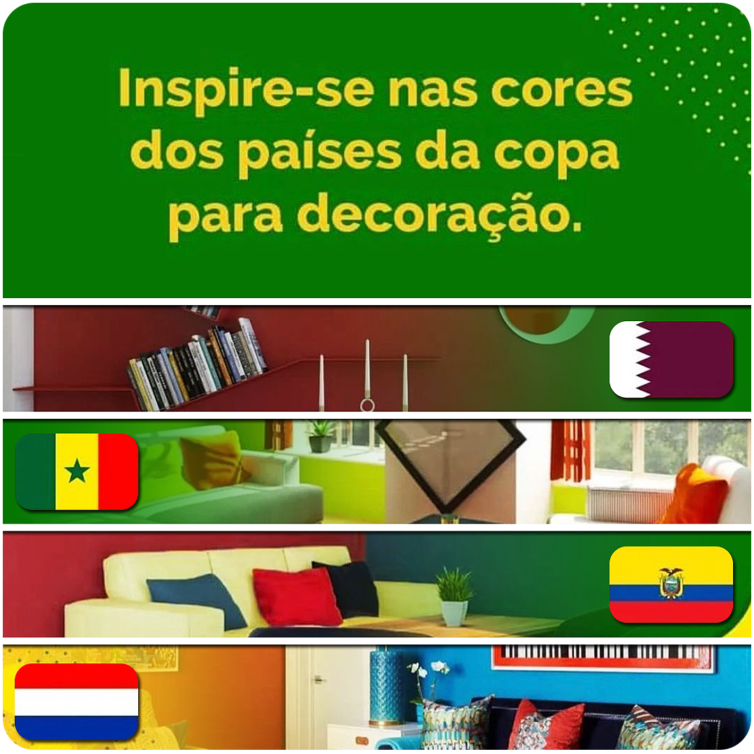 Pintura de Ambientes inspiradas nas cores dos países - Cores da Copa do Mundo