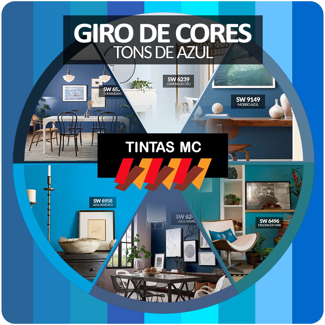 Pintura de Paredes e Ambientes com Tonalidades de Azul - Giro de Cores Tintas MC