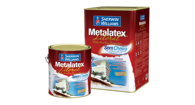 Premium Metalatex Litoral Sem Cheiro - Tinta de alta qualidade à base de resina acrílica e acabamentos acetinado e fosco, indicada para áreas externas e internas ou para aplicação em superfícies com umidade excessiva.